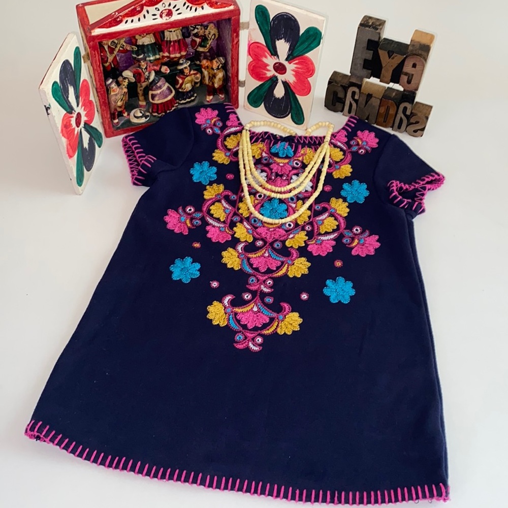 GENUINE KIDS FROM OSHKOSH Girl’s Floral Embroidered Short Sleeve Tunic Tunic Top